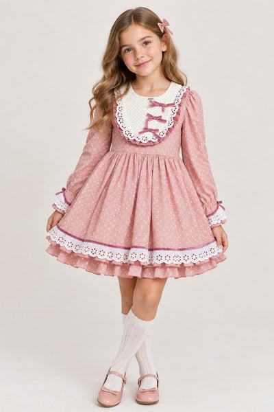 La Amapola Spanish Older Girls Pink Kira Puffball Dress - 10,12 years