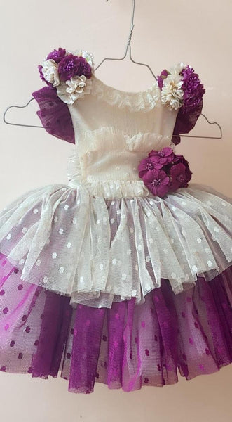 Ela Confeccion SS26 Girls Purple Lace Anne Puffball Dress - MADE TO ORDER