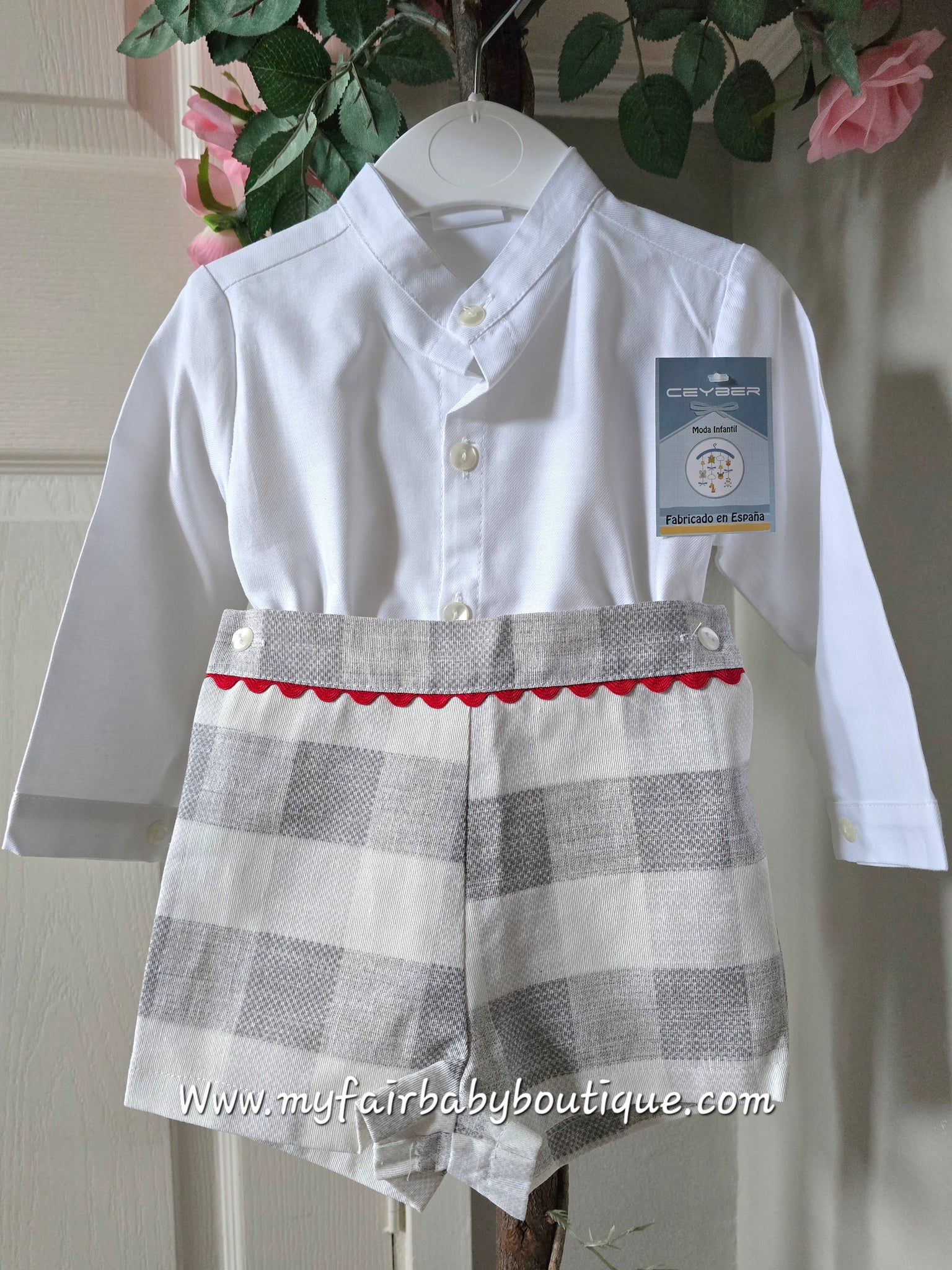 Ceyber Spanish Boys Grey & Red Check Short Set DD2553 ~ 12-36m