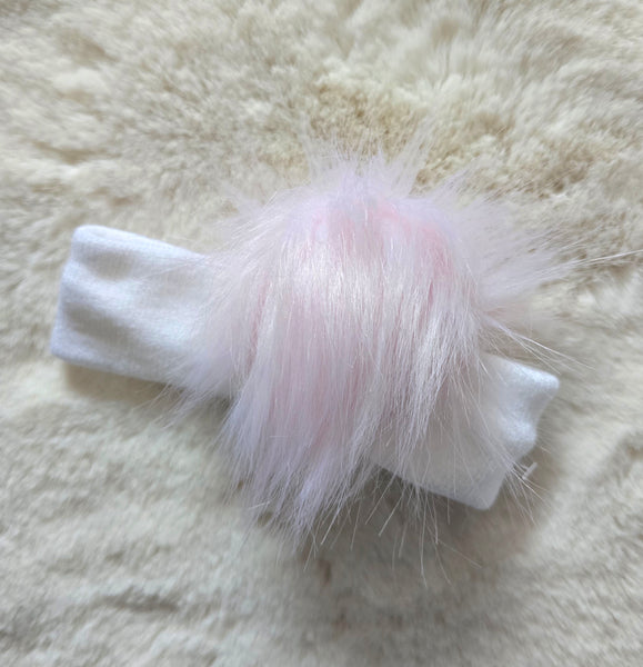 Baby Girls Faux Fur Pom Pom Headband/Earwarmer ~ 12-24m