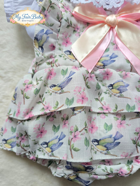 Spanish Baby Girls Floral Bird Romper Set M002B ~ 3-36m