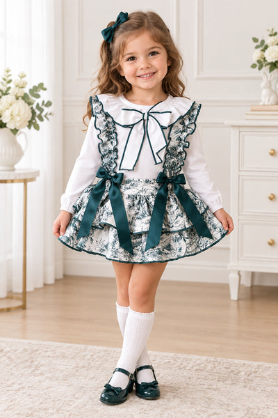 Spanish Girls Emerald Green Toile Skort & Blouse ~ 1-4y