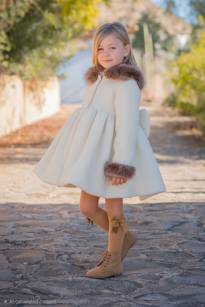 Belcoquet AW26 Pardolo Girls Cream Winter Coat