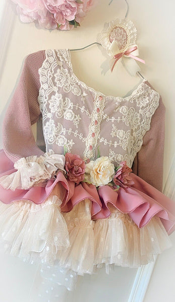 Ela Confeccion AW26 Spanish Girls Pink Knitted Puffball Dress - MADE TO ORDER