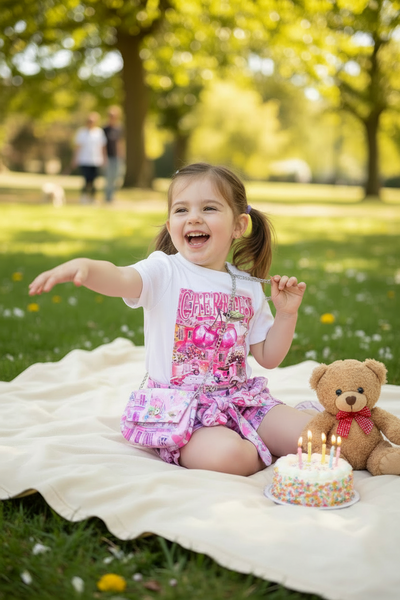 Older Girls Pink Cherries Print Top, Shorts & Bag Set ~ 4-14y