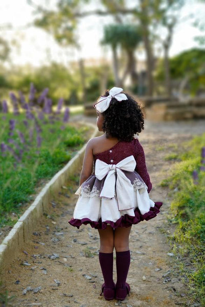 Ela Confeccion AW25 Spanish Girls Burgundy Puffball Dress - 2,3y ~ IN STOCK NOW