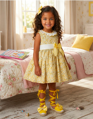 easter dress baby girl Easter Chicks & Eggs Smocked Angel Wing Blue Tiny Stripe Dress main image 1