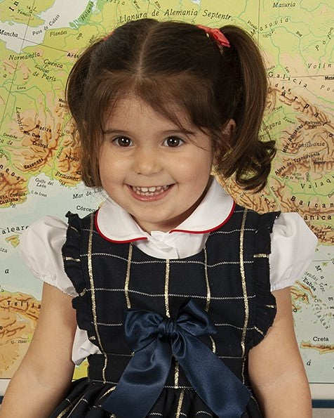 Sonata Infantil Spanish Girls Navy Check School Dress CC2404 - MADE TO ORDER