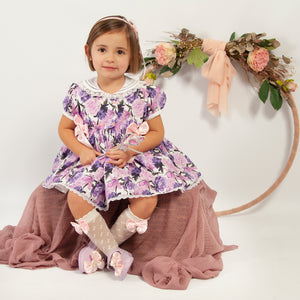 Sonata SS24 Spanish Girls Pink & Purple Bouquet Puffball Dress VE2425 - MADE TO ORDER