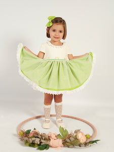 Sonata SS24 Spanish Girls Green Puffball Dress VE2427 - MADE TO ORDER
