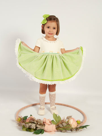 Sonata SS24 Spanish Girls Green Puffball Dress VE2427 - MADE TO ORDER