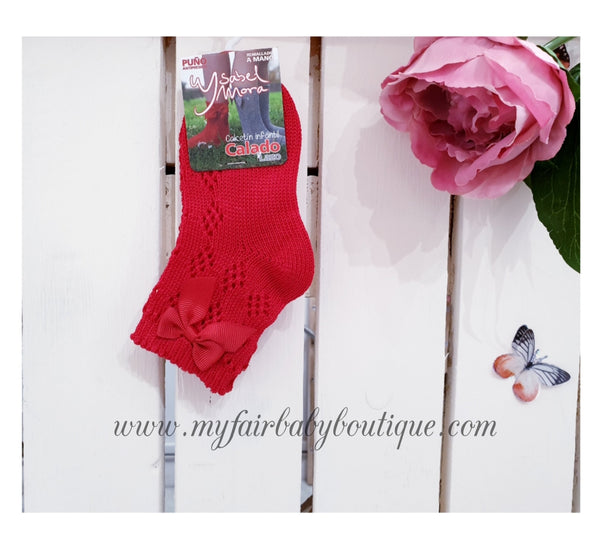 Spanish Baby Girls Open Stitch Ankle Bow Socks
