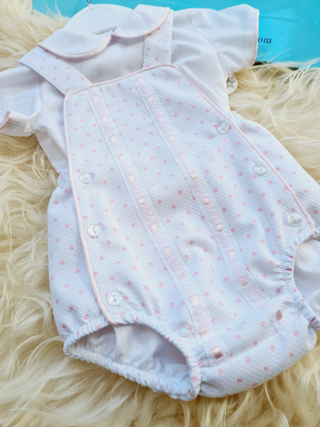 Spanish Baby Girls Spotted Cora Romper - 3m NON RETURNABLE