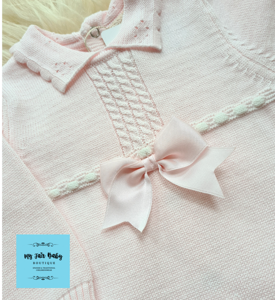 Spanish Baby Girls Pink Knitted All In One - 9m