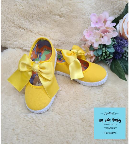 Spanish Girls Summer Canvas Shoes - Fushia & Yellow