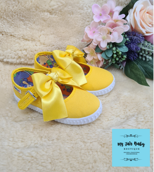 Spanish Girls Summer Canvas Shoes - Fushia & Yellow