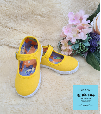 Unisex Spanish Boys/Girls Summer Canvas Yellow Shoes