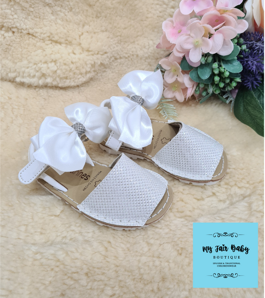 Spanish Girls Saltarines Glitter Bow Sandals - 3 Colours Available