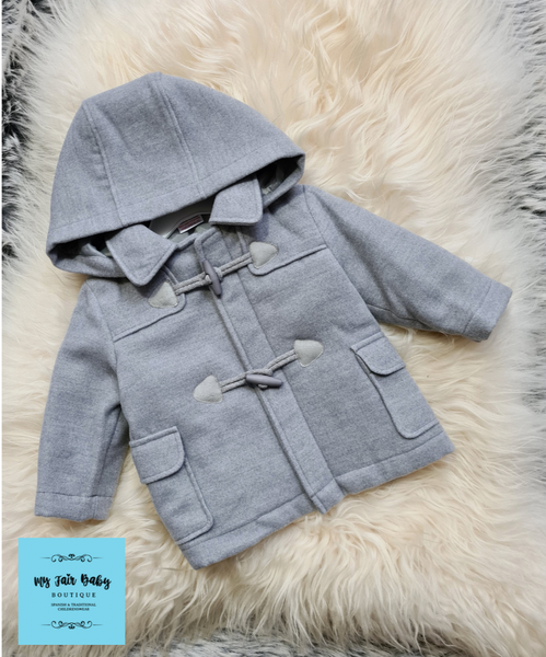 Spanish Baby Boys Grey Hooded Duffle Coat - 6m NON RETURNABLE