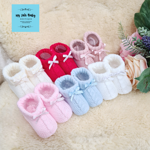 Spanish Baby Knitted Ribbon Booties