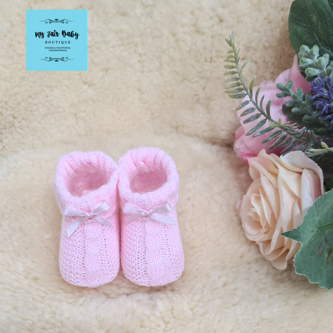 Spanish Baby Knitted Ribbon Booties