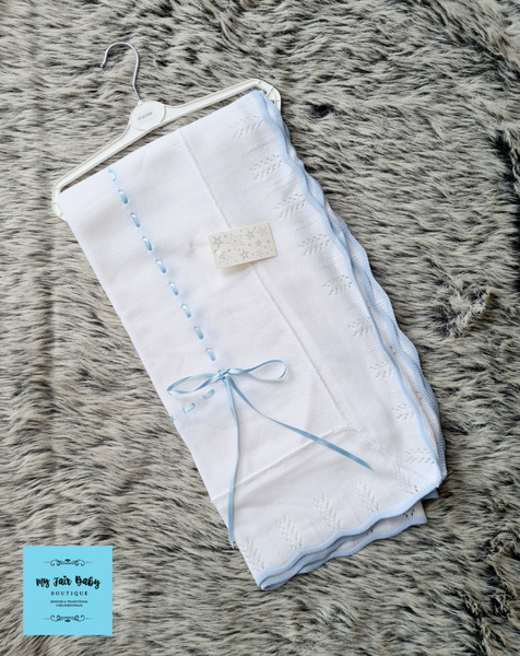 Spanish Style Large Ribbon Slot Baby Shawls/Blankets