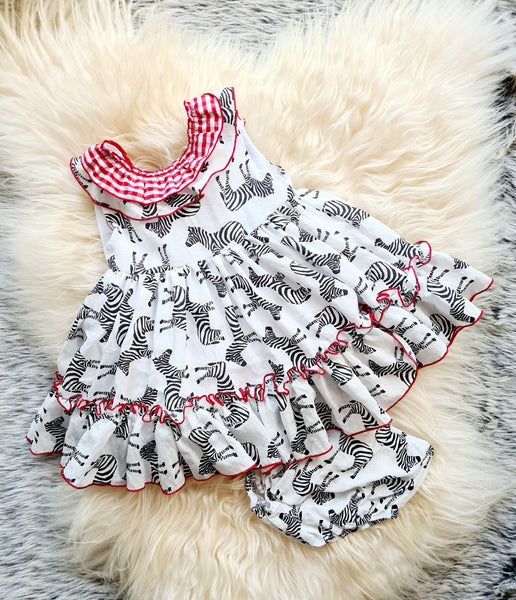 Clemencita Spanish Girls Zebra Print Puffball Dress - 3,7,8y - NON RETURNABLE