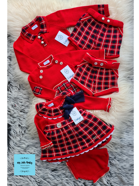 Rahigo Baby Girls Red & Navy Knitted Dress Set 21232 ~ 4 years