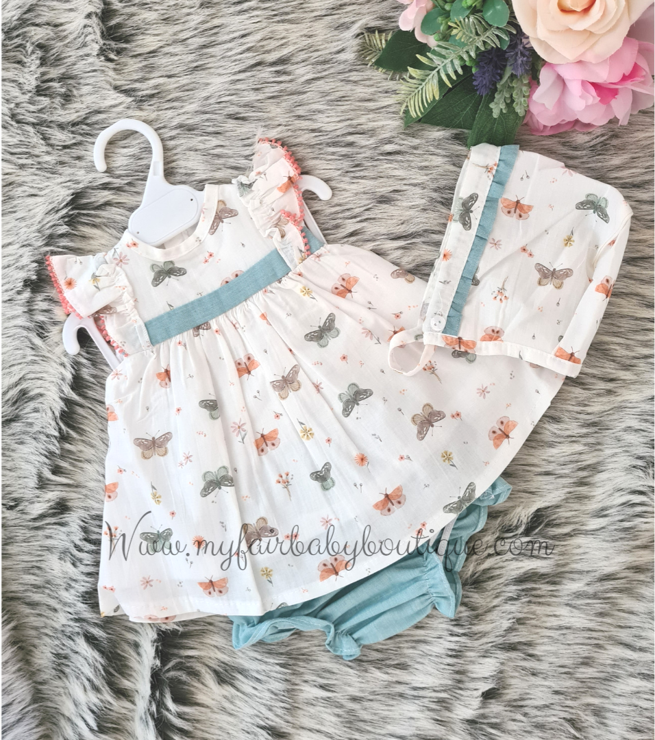 Spanish SS22 Baby Girls Butterfly Dress Set 22147 - 6m