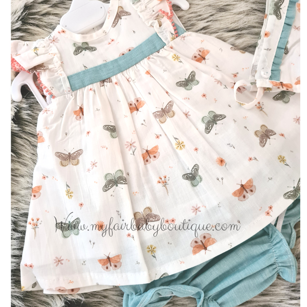 Spanish SS22 Baby Girls Butterfly Dress Set 22147 - 6m