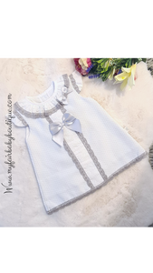 Spanish Baby Girls White & Grey Summer Dress - 18m