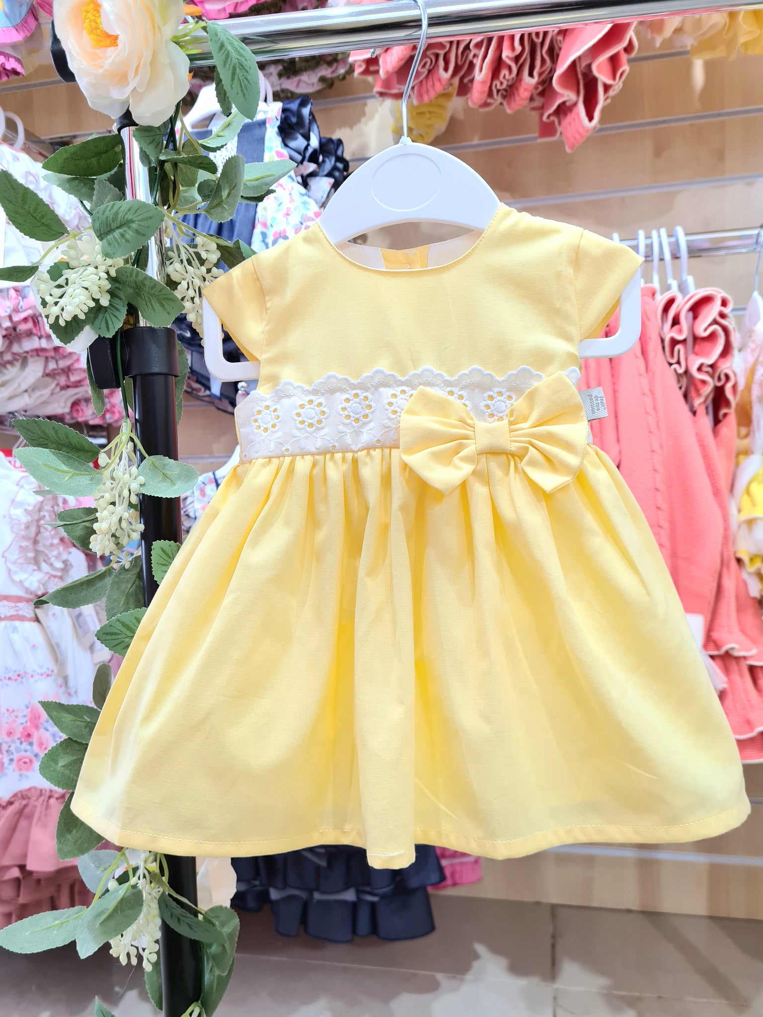 Traditional Baby Girls Lemon Bow Dress - 3m