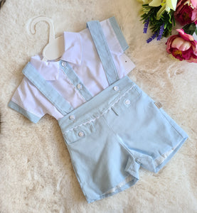 Traditional Baby Boys Blue Dungaree Set - 3,6m