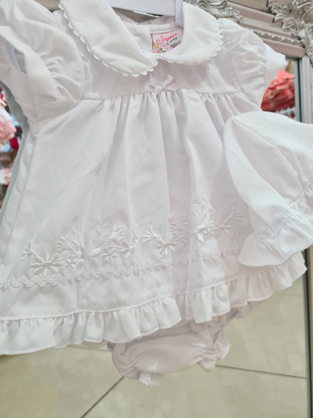 Traditional White Cotton Baby Dress Set