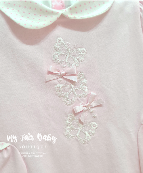 Traditional Baby Girls Pink Butterfly Romper