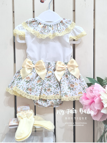 Traditional Baby Girls Lemon Floral Skort Set ~ 6m