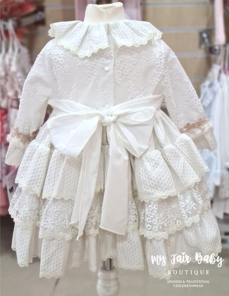 Sonata Girls Cream Valeria Sole Ruffles Puffball Dress - MADE TO ORDER