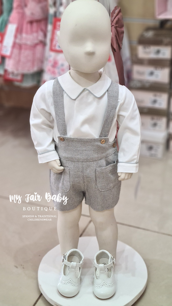 Traditional Baby Boys Grey Woven Dungarees - 18m
