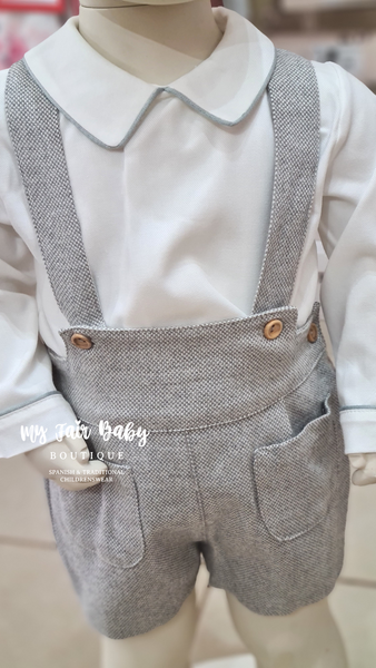 Traditional Baby Boys Grey Woven Dungarees - 18m