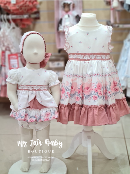 Spanish Baby Girls Pink Floral Dress Set DBB COLLECTION 9601 ~ 3,12m NON RETURNABLE