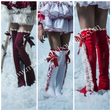 Ela Confeccion AW22 Girls Over Knee Tulle & bow Socks - MADE TO ORDER