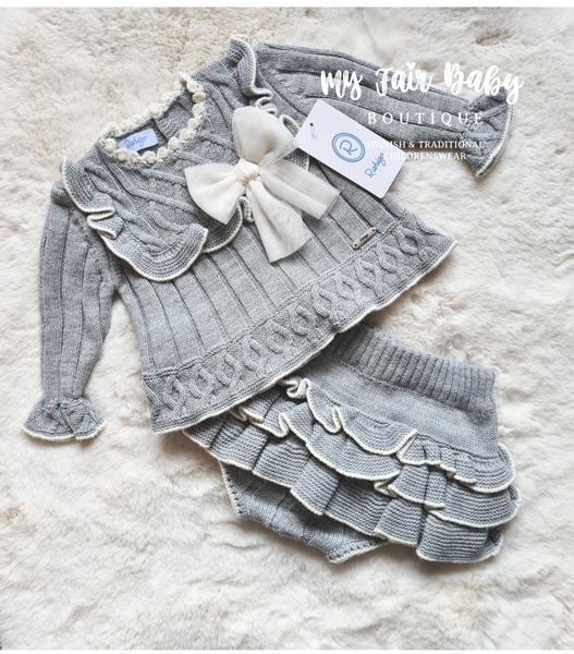 Rahigo Spanish Baby Girls Grey Skirt & Jumper 22276 - 3,6m NON RETURNABLE