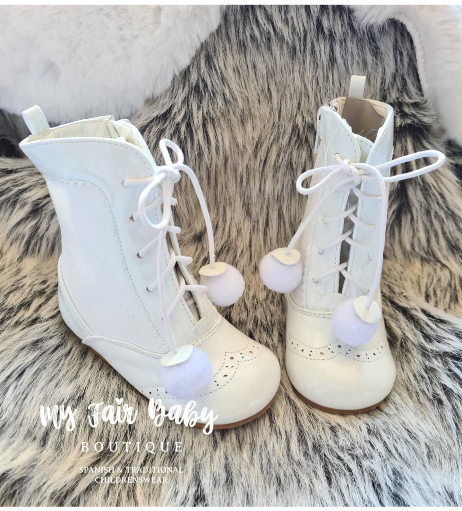 Spanish Style Girls Pom Pom Boots
