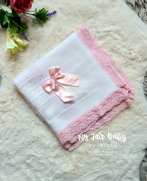 Spanish Baby Girls Lace & Bow Shawls/Blankets