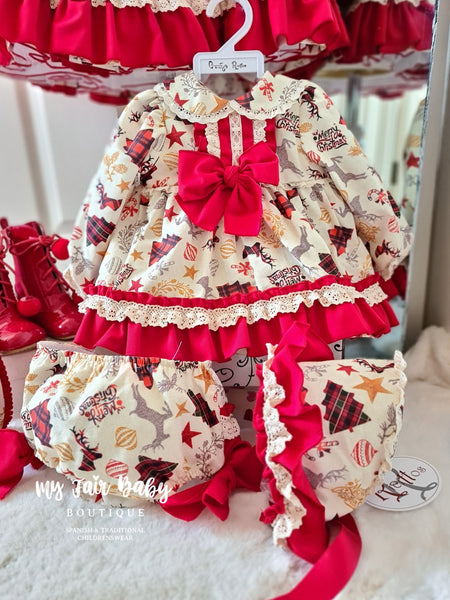 Ricittos Spanish Baby Girls Christmas Dress Set