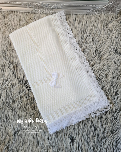 Spanish Baby Lace & Bow Shawls/Blankets