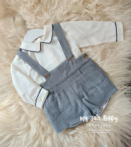 Traditional Baby Boys Navy Blue Woven Dungarees - 6-24m