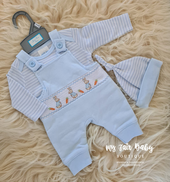 Traditional Baby Boys/Girls Peter Rabbit Inspired Dungarees - Blue & Pink