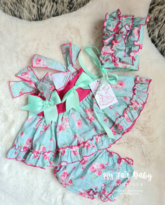 Ela Confeccion Spanish Baby Girls Turquoise Summer Dress Set ~ 12m