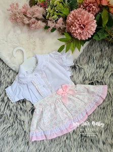Spanish Baby Girls Pink Floral Skirt Set ~ 6-18m
